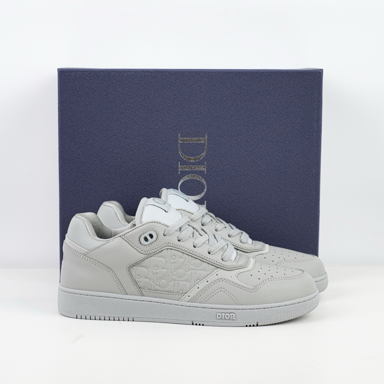 DIOR 迪奥 B27 底帮 经典者侈品休闲运动板鞋 皮革款灰色