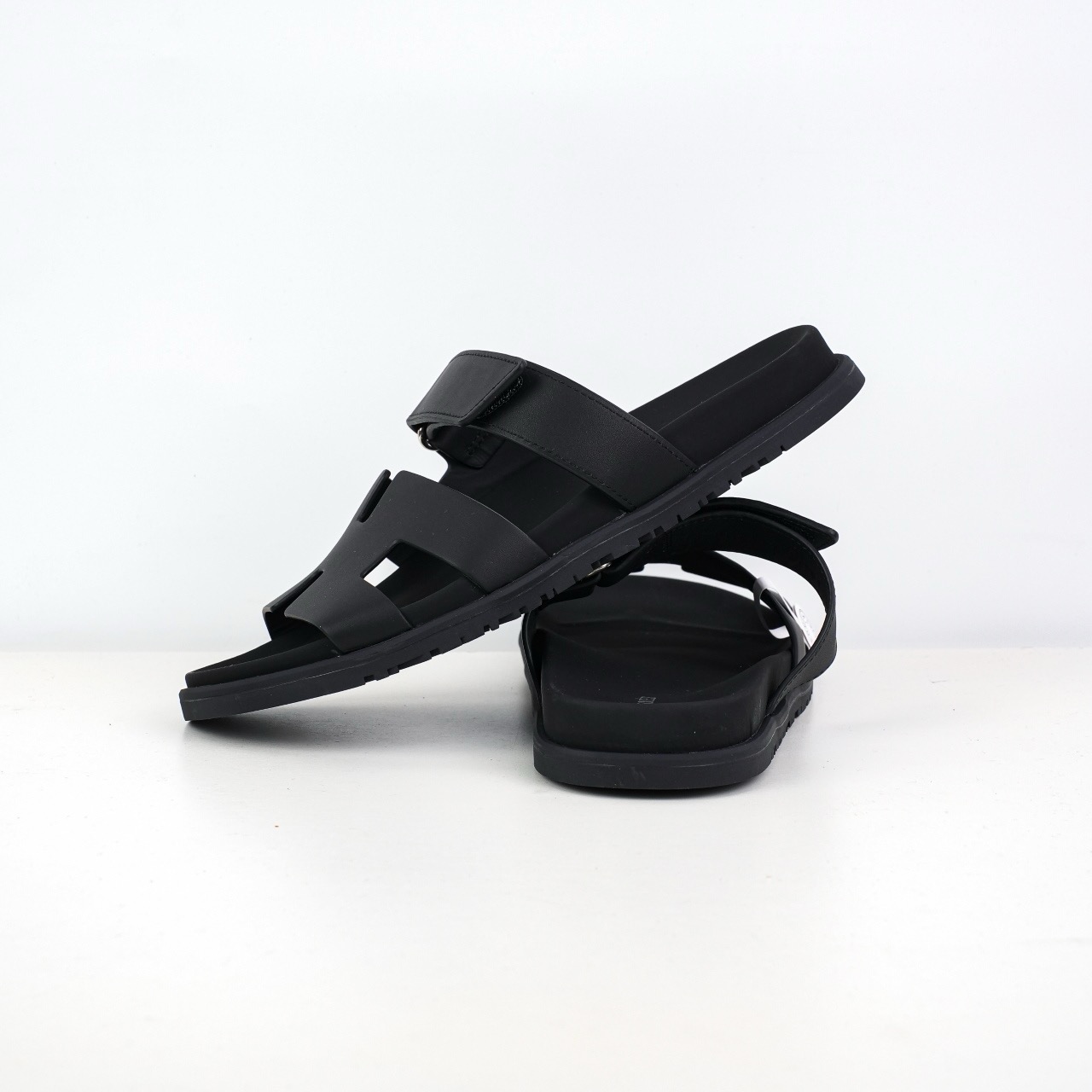 Hermes爱马仕Genius系列鹿皮山羊皮机能凉鞋H拖鞋 黑色