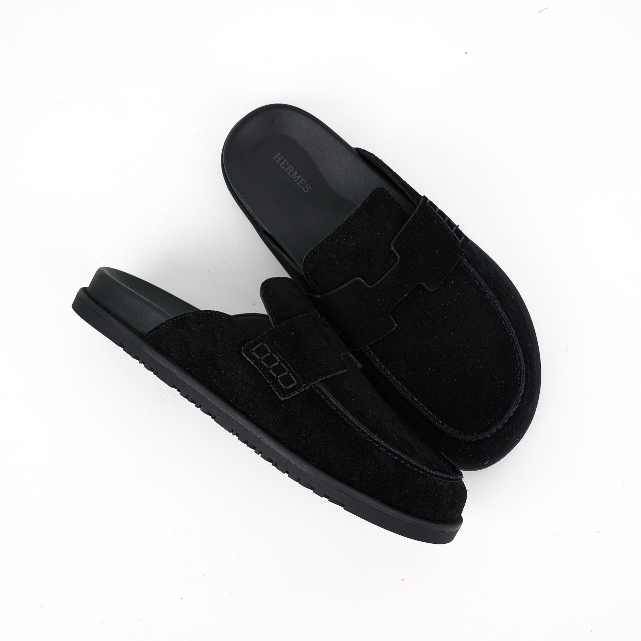 HERMES爱马仕最新情侣款呆萌勃肯拖鞋 黑色