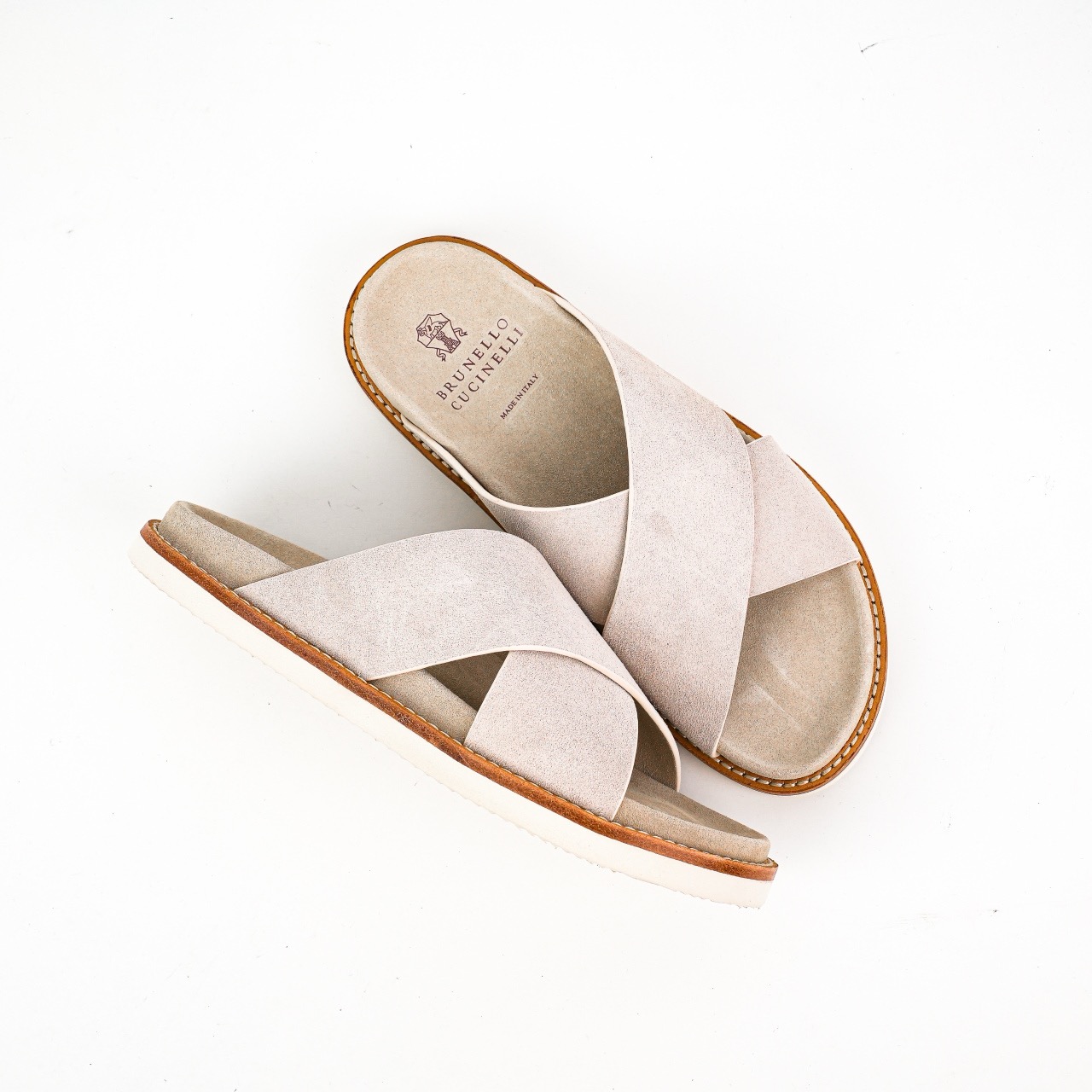 Brunello Cucinelli 双排扣凉拖 卡其色