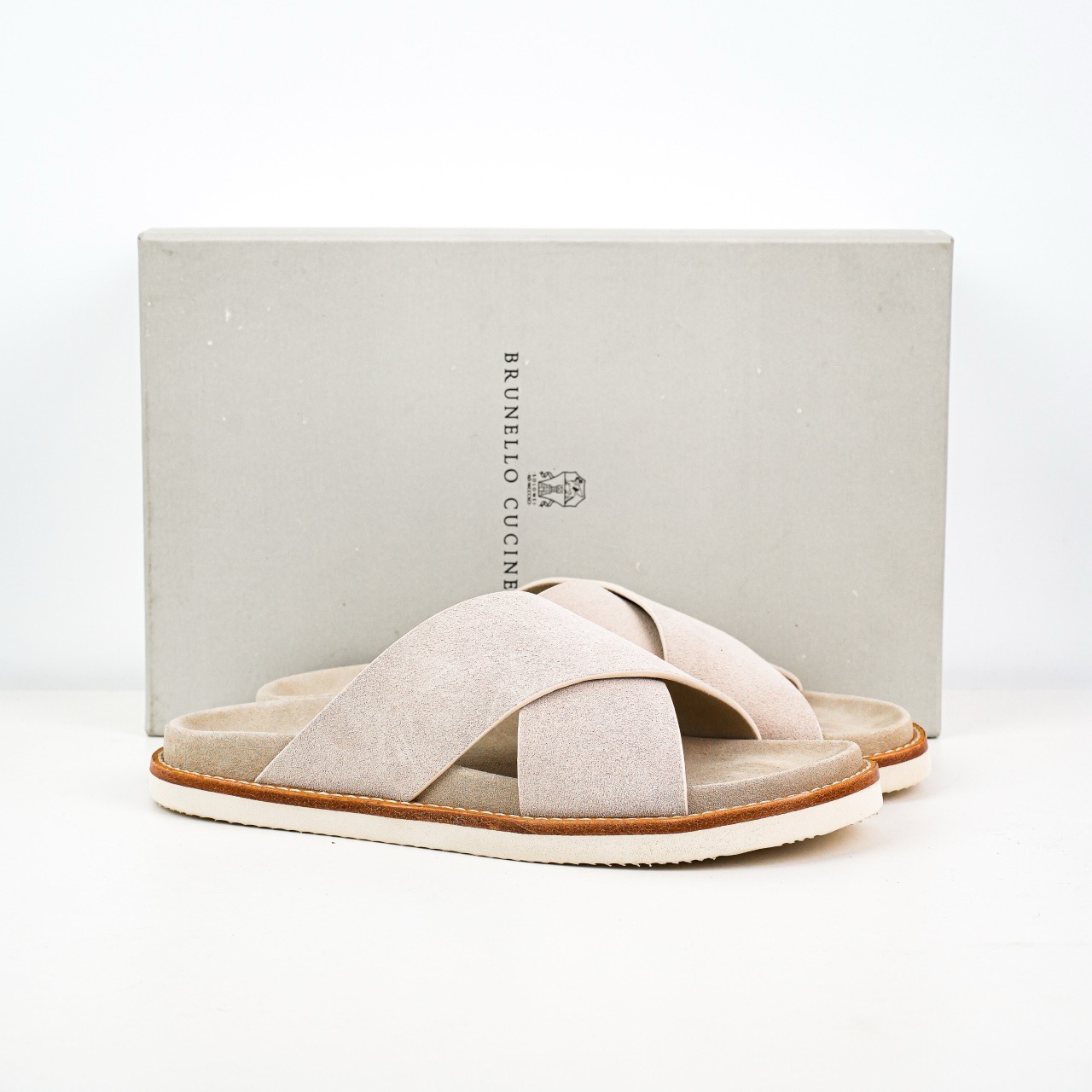 Brunello Cucinelli 双排扣凉拖 卡其色
