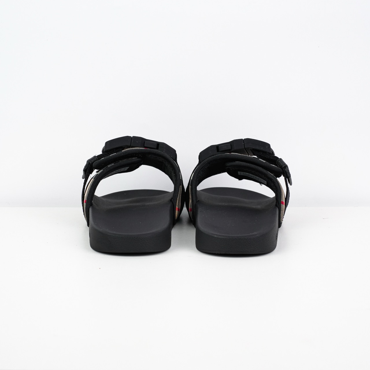 BBR格纹搭扣束带一字拖鞋