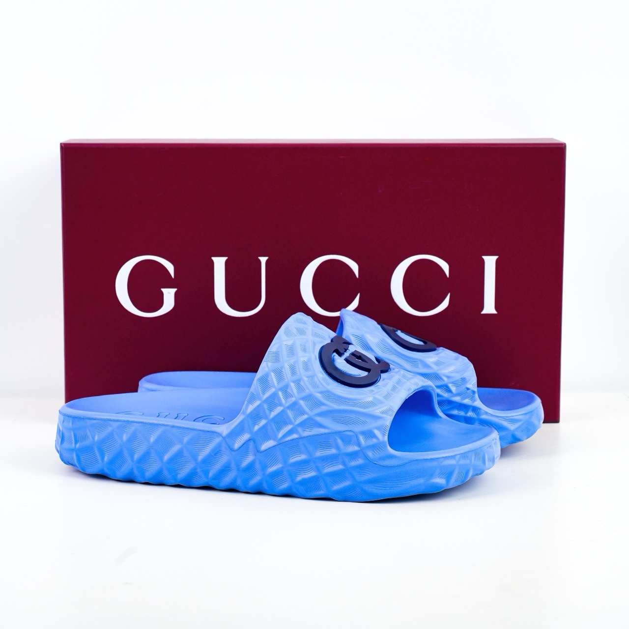 Gucci 古驰 5D压花一体拖鞋 历年经典爆款 蓝色