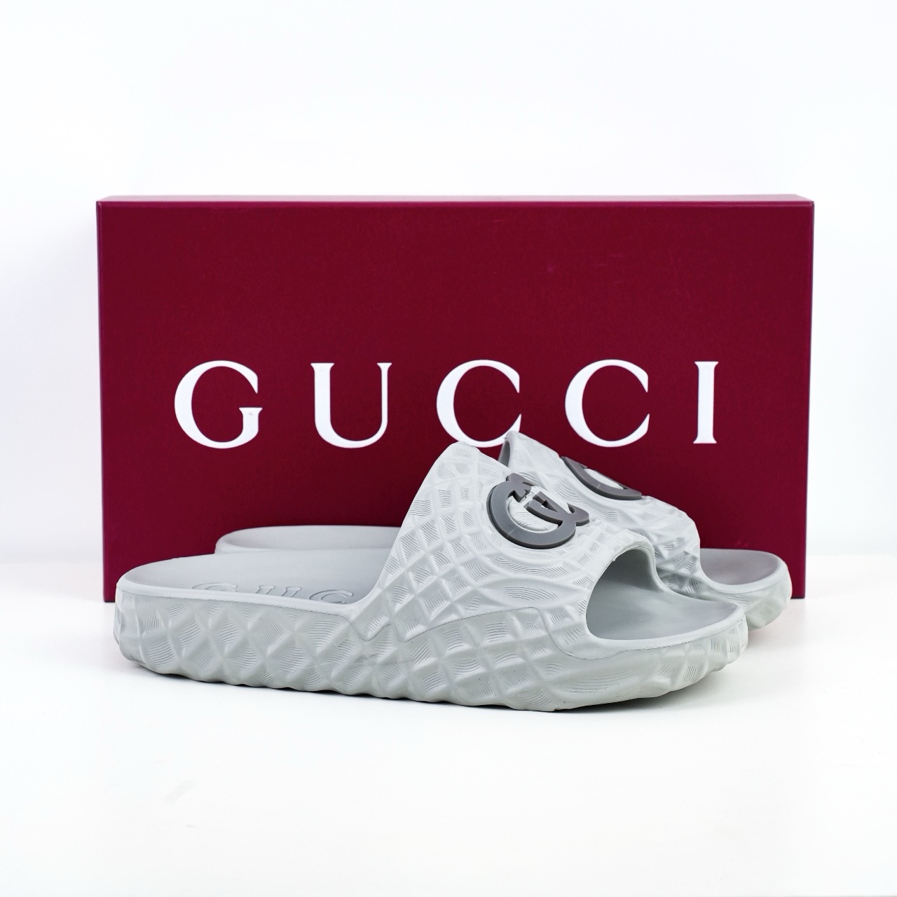 Gucci 古驰 5D压花一体拖鞋 历年经典爆款 灰色
