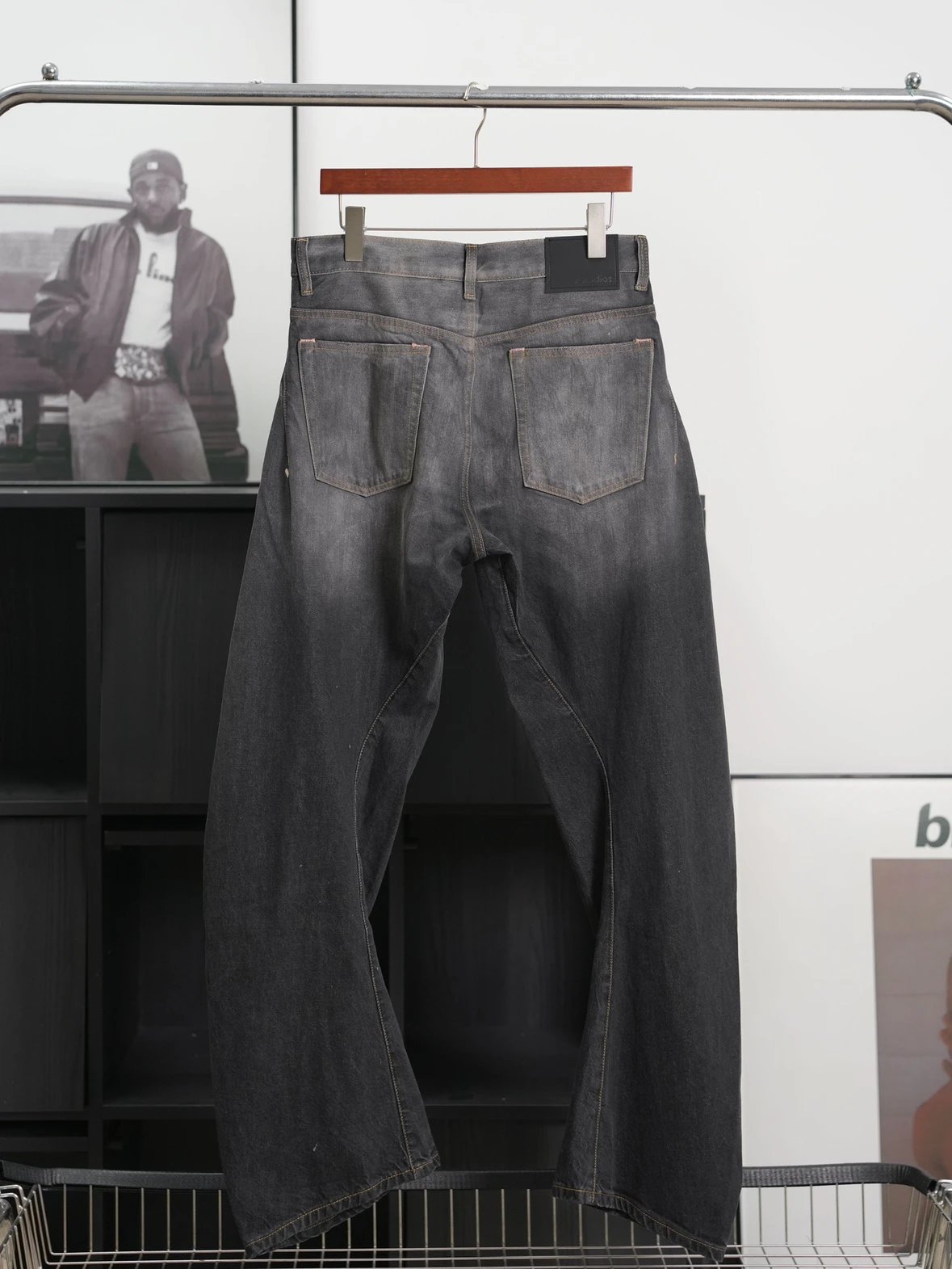 Item ID 8336 Acne Studios SS25-2006F Ink Splashed Loose Low Waist Wide Leg Ultra Lo