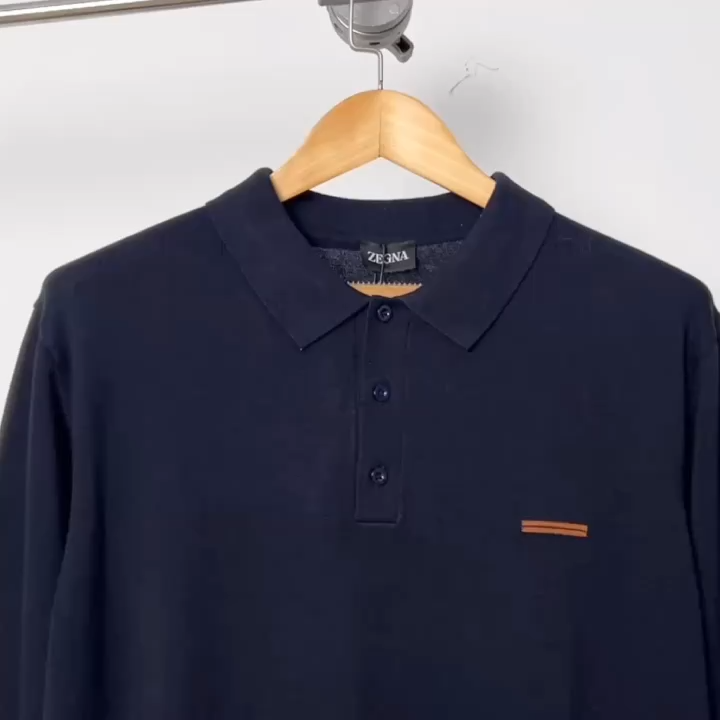 Item ID 9120 Zegna high count fixed dye fabric island cotton knitted Polo long sleeved autumn and winter collection