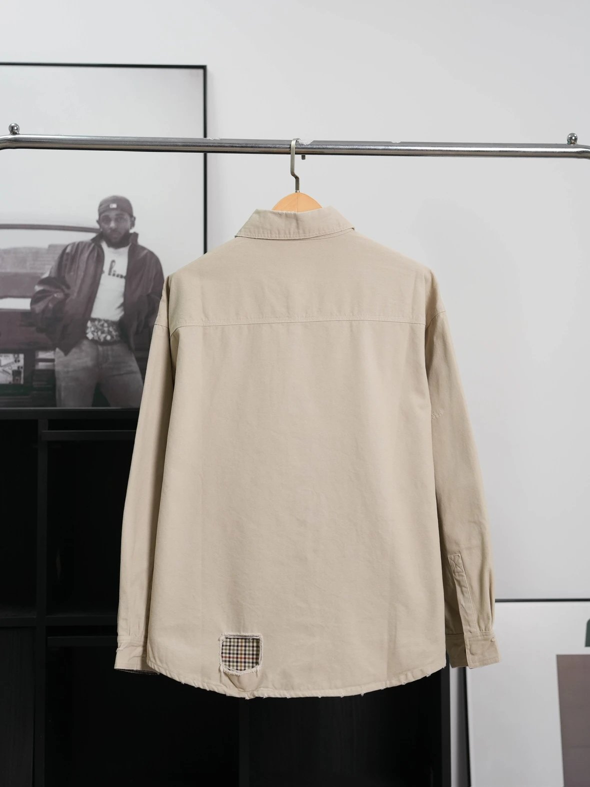 Item ID 8052 Paris washed distressed embroidered logo workwear jacket with loose fi