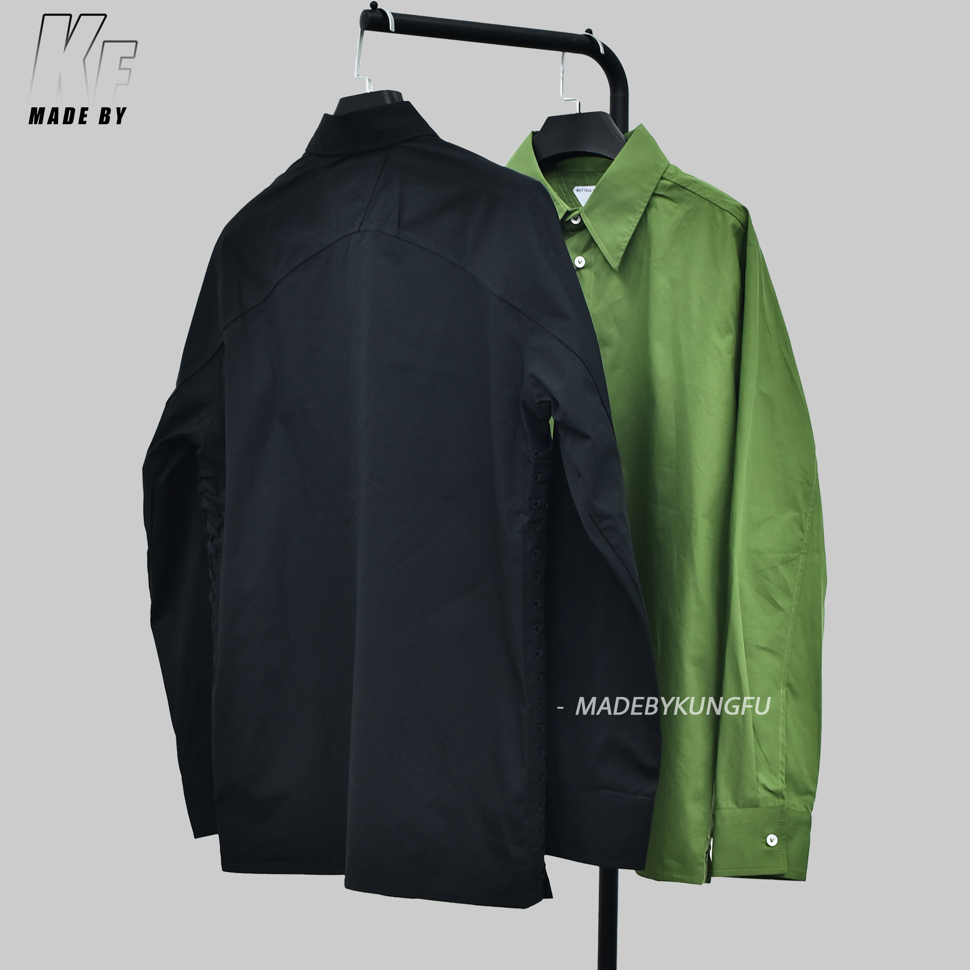 BV葆蝶家长袖衬衫 绿色黑色