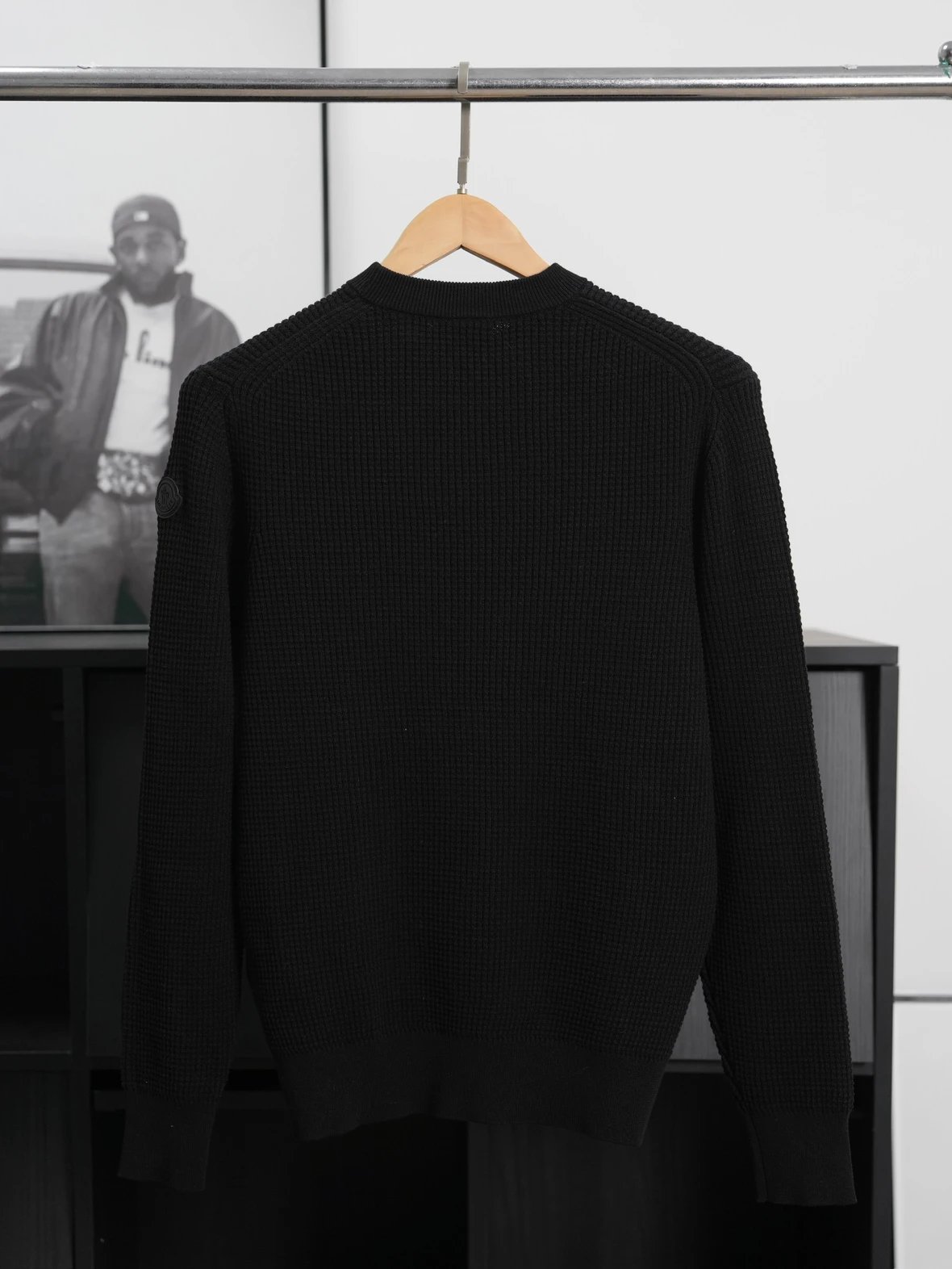 Item ID 8177 CottonSweater _3D Waffle_ Three Color Logo Round Neck Long Sleeve Knit