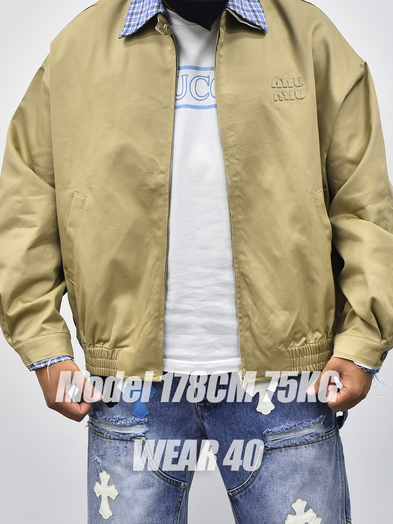 Miu Plaid collar jacket