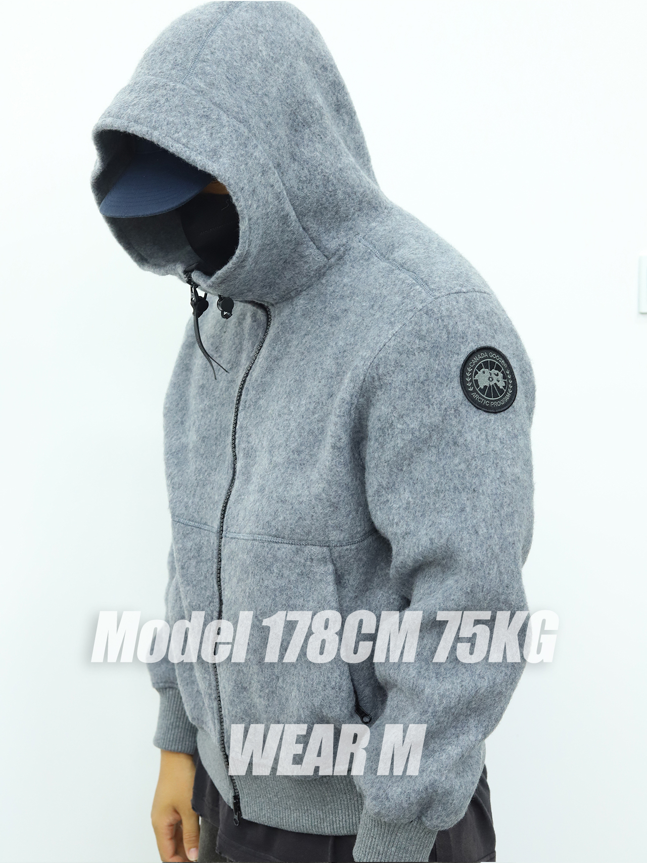 Canada抓绒饰章连帽外套