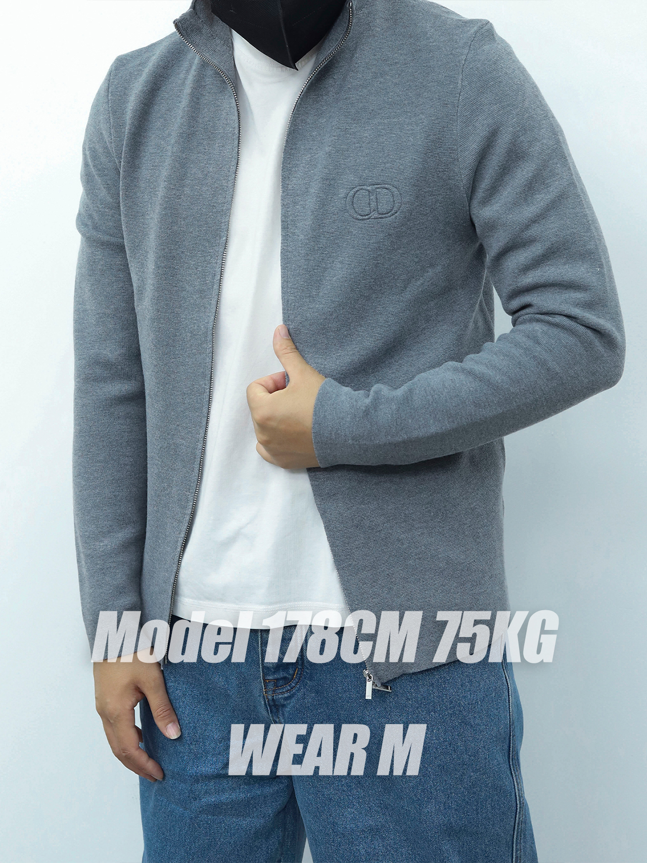 Dior立领拉链毛衣 灰色