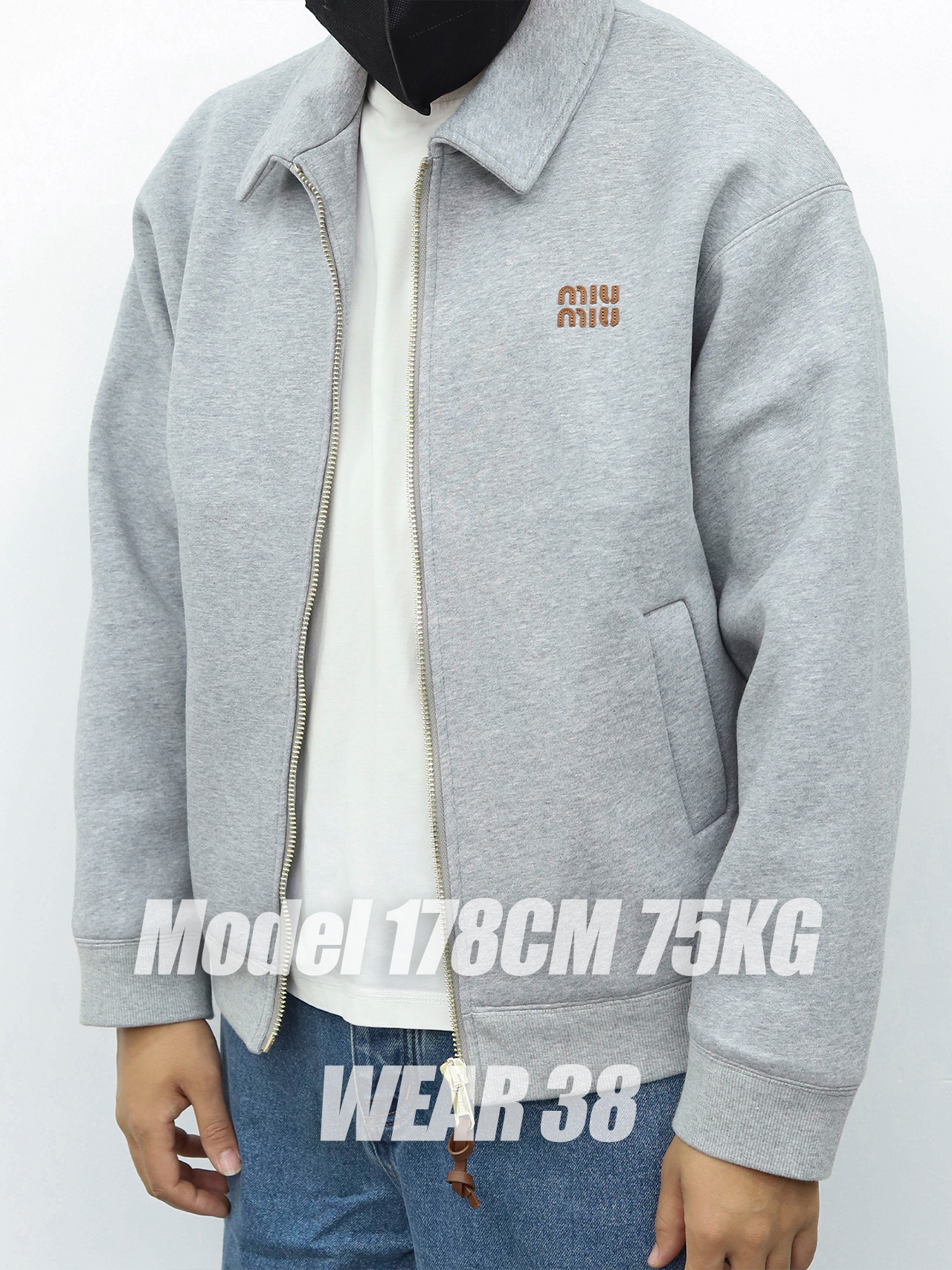 MiuMiu领子拉链外套 灰色