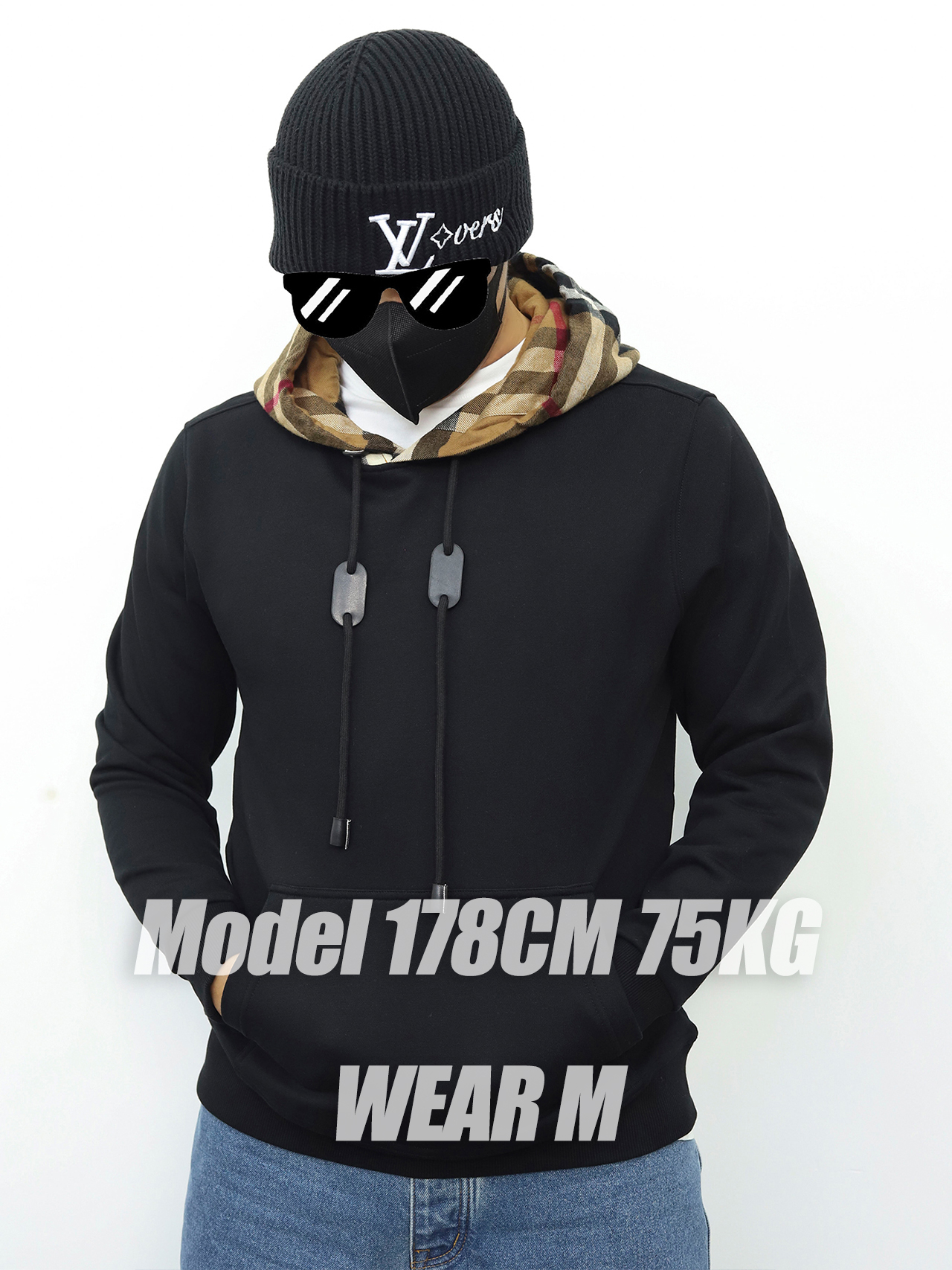 BBR连帽抽绳卫衣 黑色