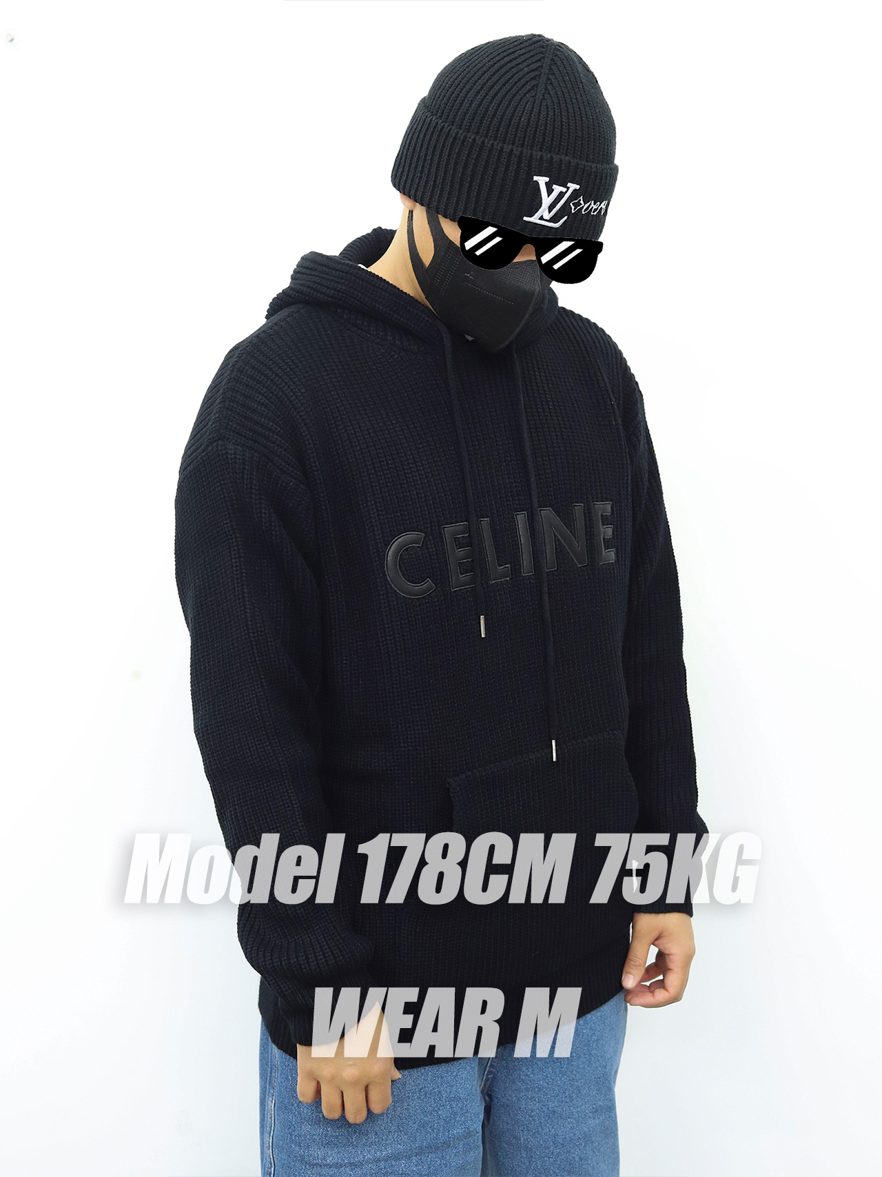 celine针织连帽卫衣 黑色
