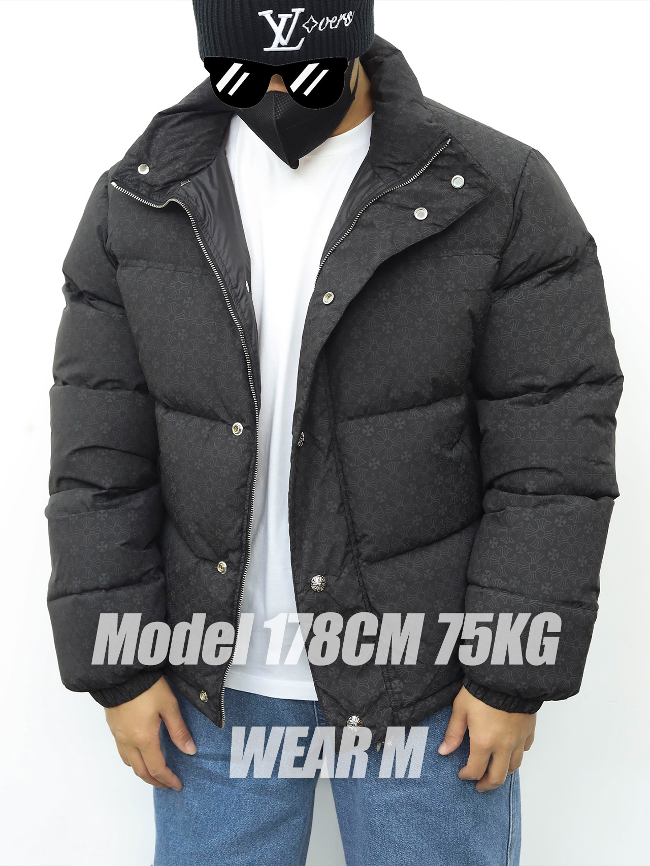 克罗心面包羽绒服 暗纹黑