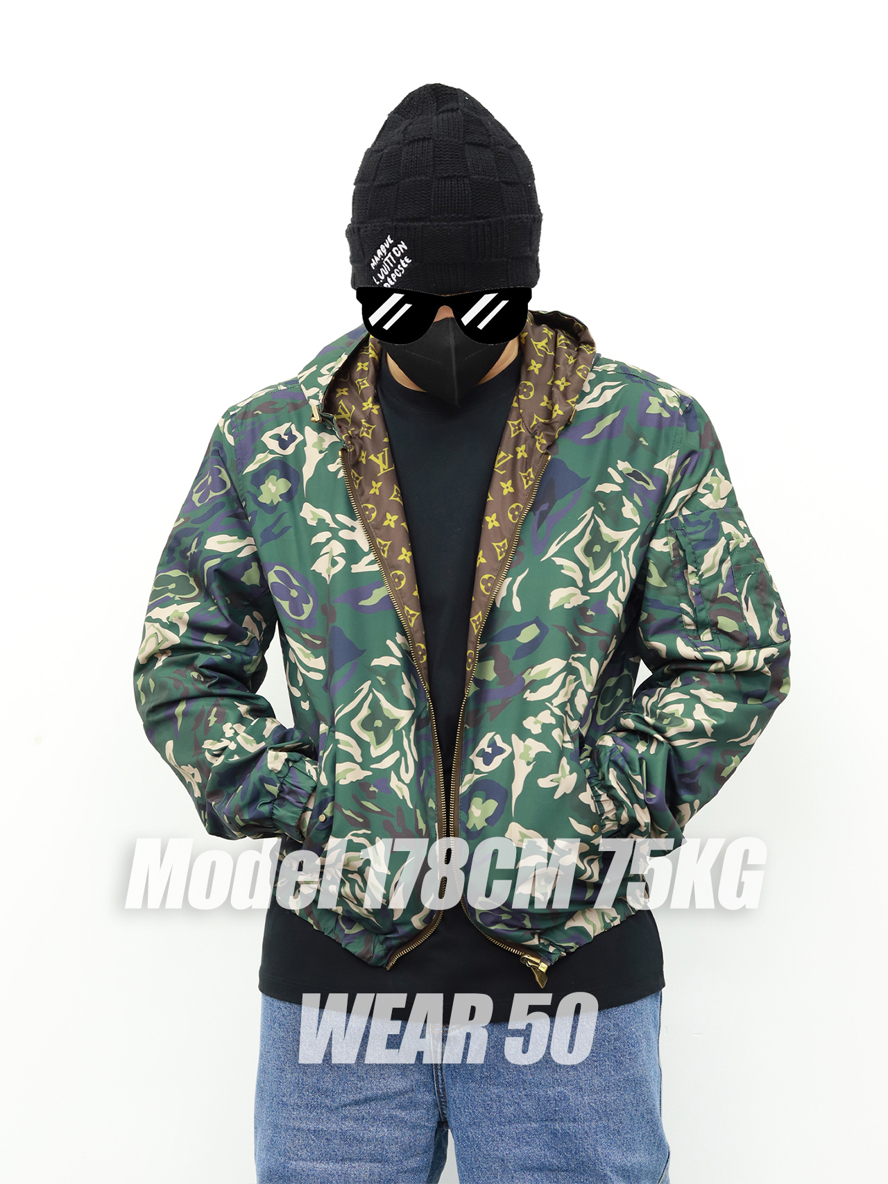 LV 迷彩两面穿小风衣 迷彩-金色