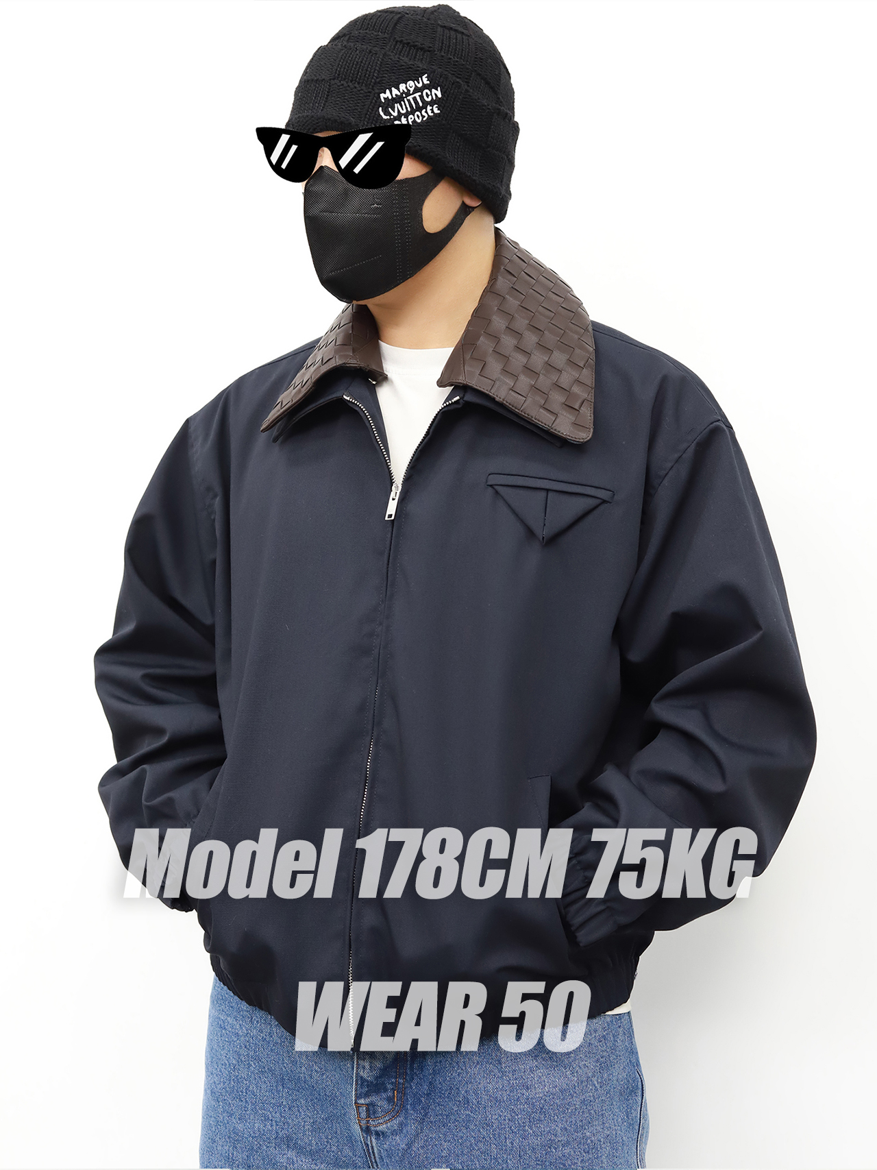 BV woven leather collar jacket