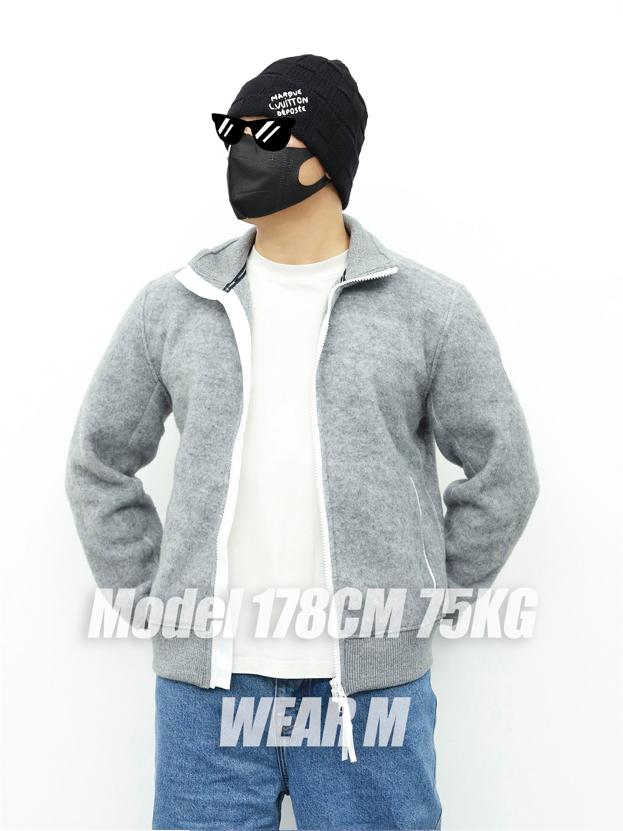 CG stand collar fleece wool jacket