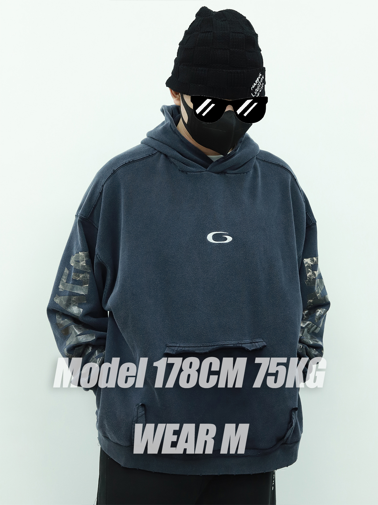 BLCG vintage washed type hooded hoodie