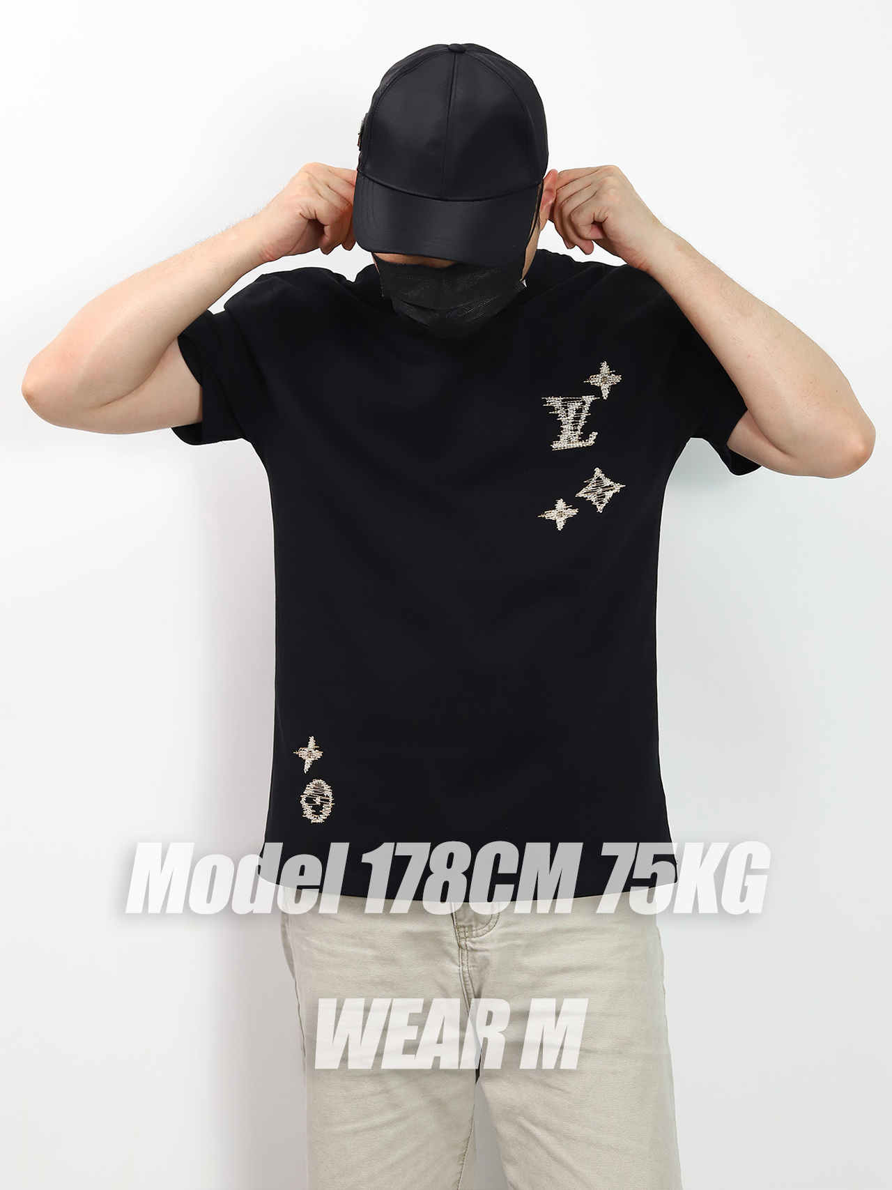 1V Fuzzy embroidery tee
