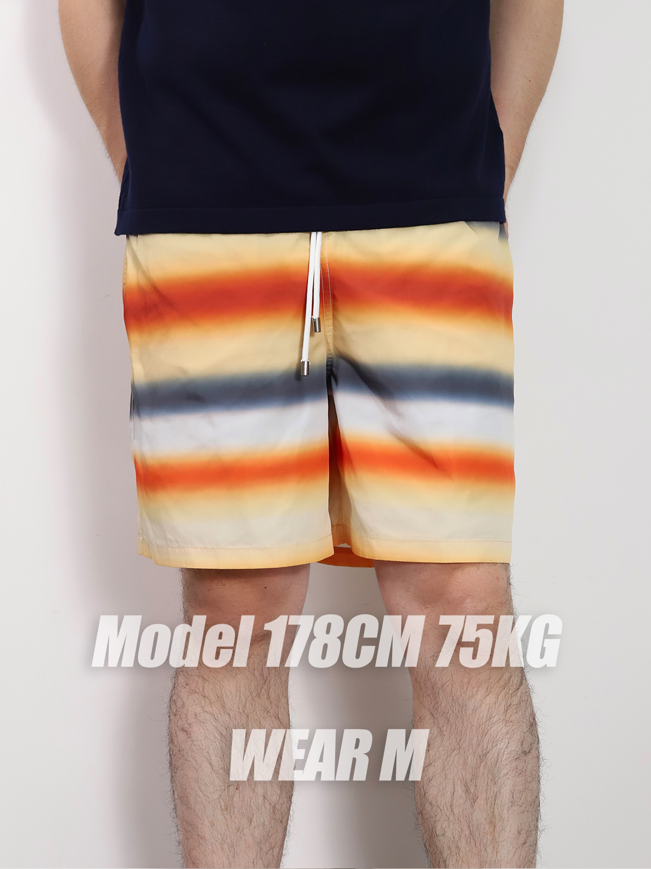 LOE Gradient striped swim trunks