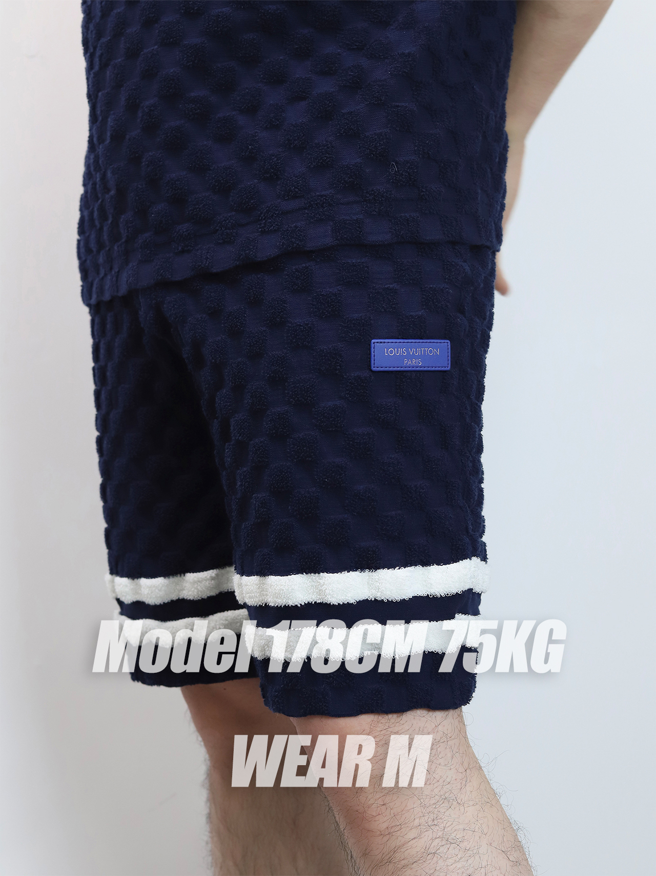 1V DAMIER terry tennis shorts