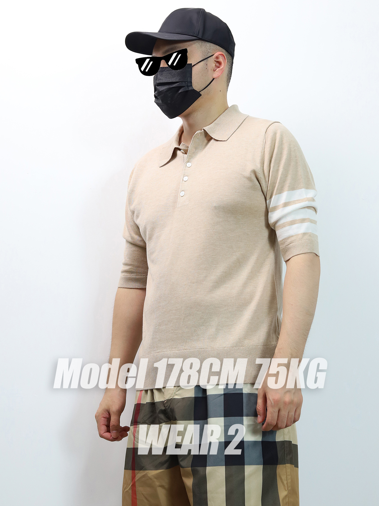TB mulberry silk wool blended knitted polo