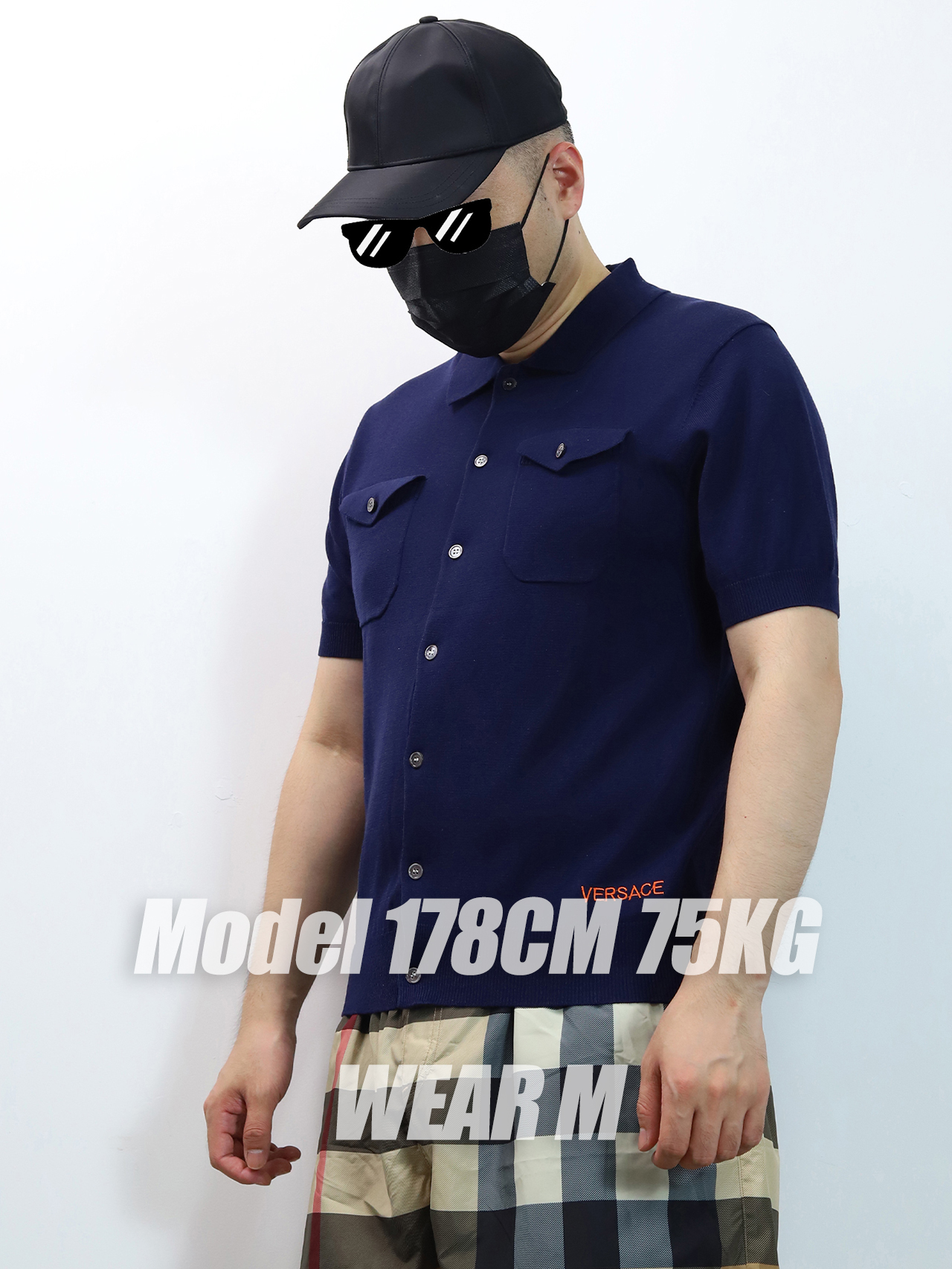 VERSACE knit Button UP Polo
