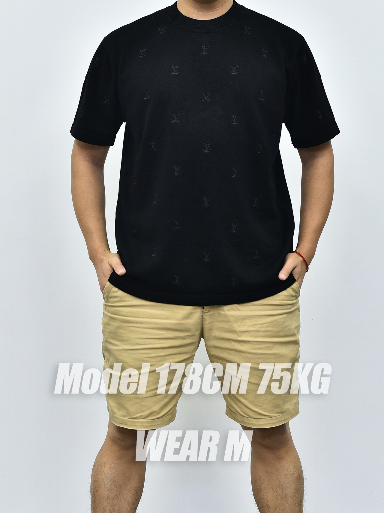 1V印花针织短袖 黑色