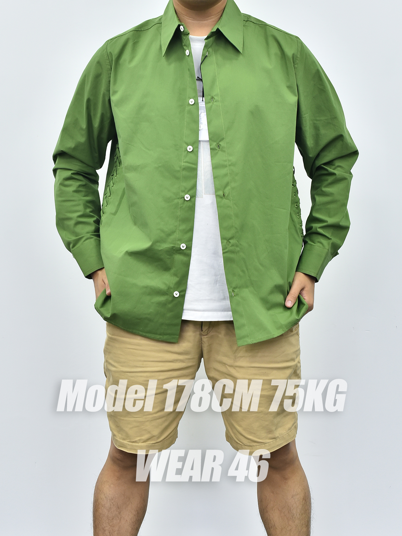 BV葆蝶家长袖衬衫 绿色黑色