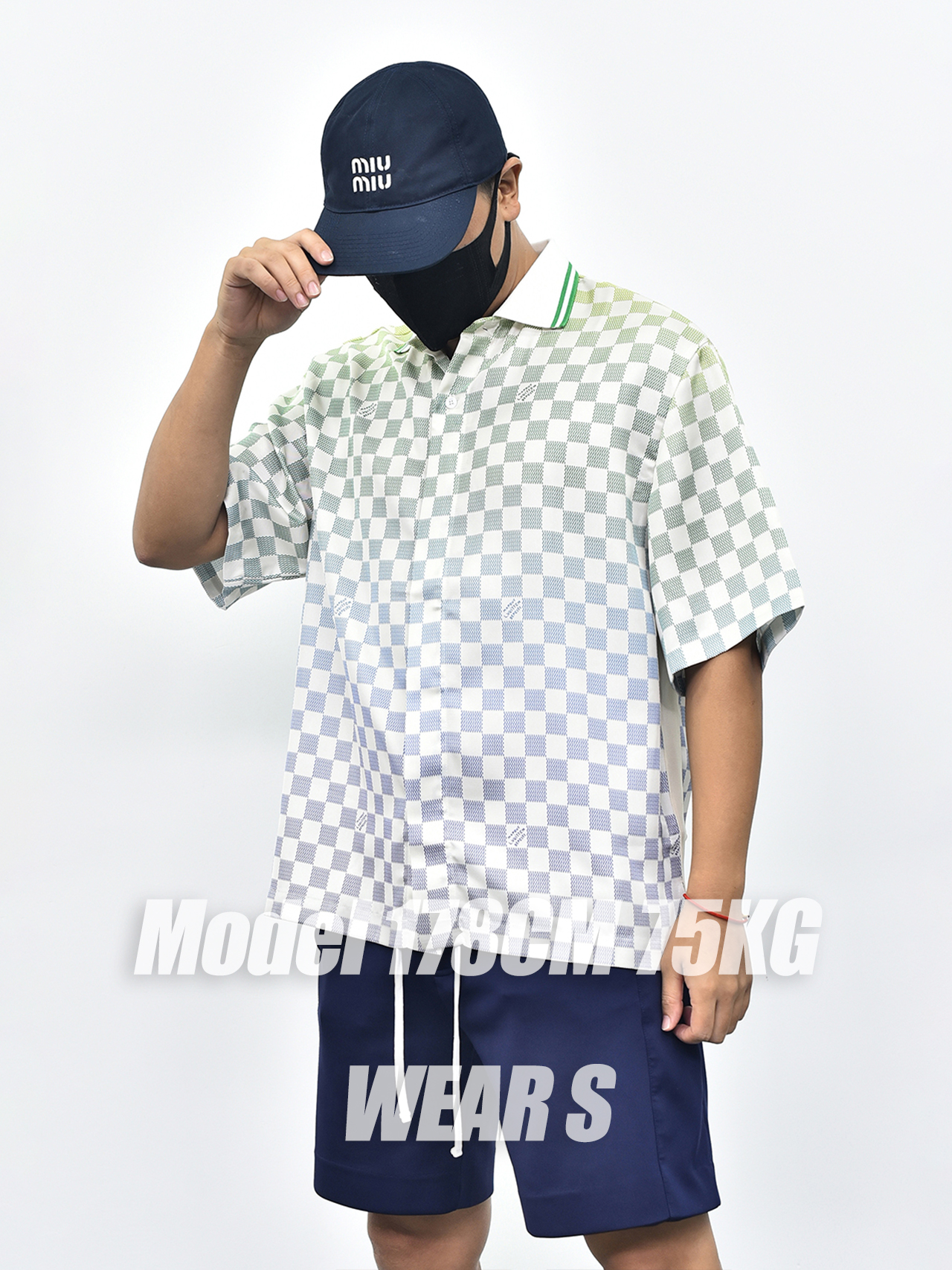 1V 格子渐变衬衫