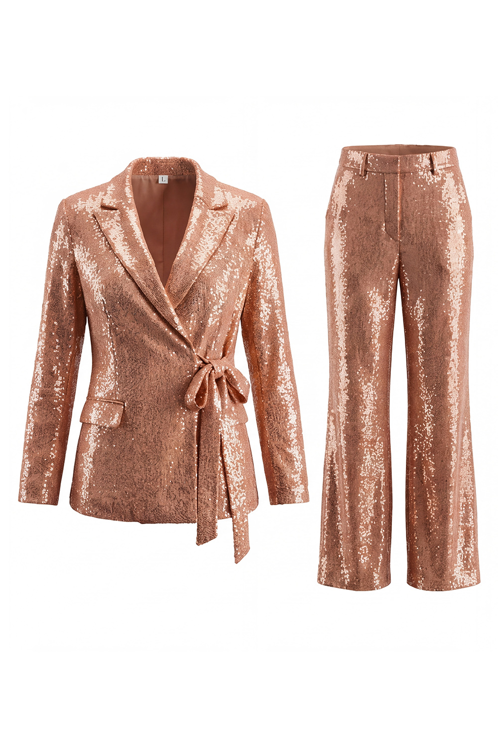 Sparkly Sequin Burgundy Two Piece Prom Suits with Sash
