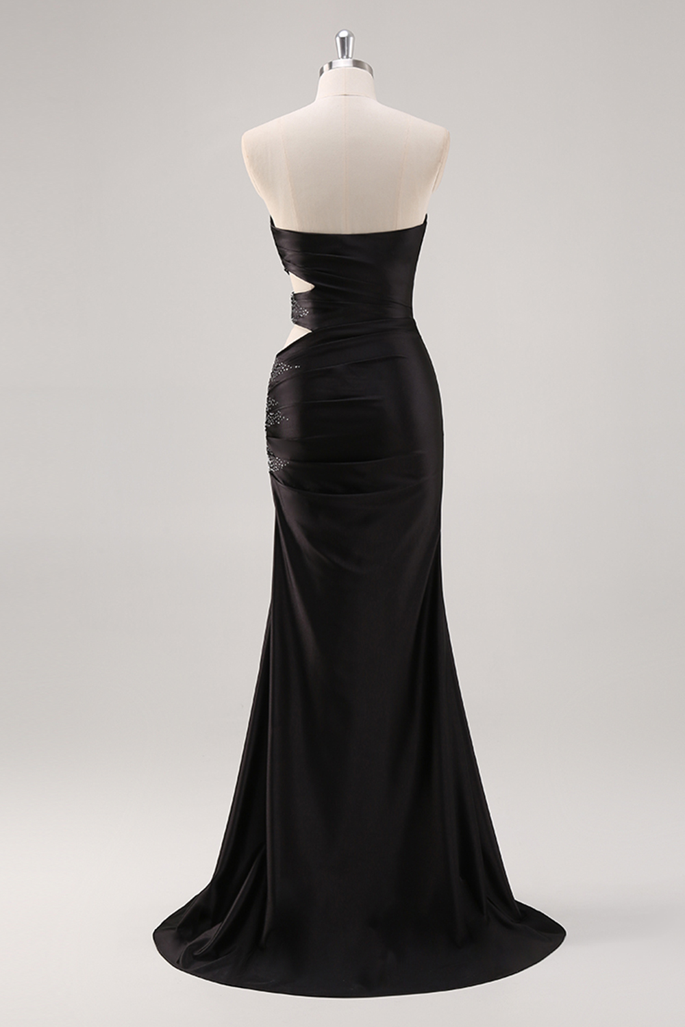 Black Sweetheart Mermaid Cut Out Satin Long Prom Dress
