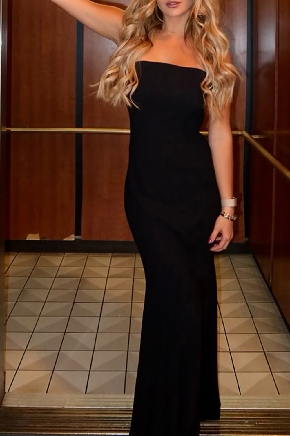 Simple Black Strapless Mermaid Maxi Dress