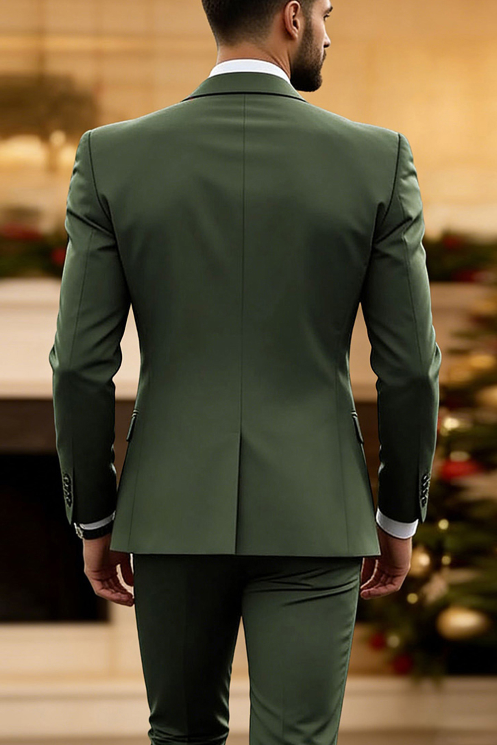 3 Piece Army Green Single Breasted Prom Party Men Suits