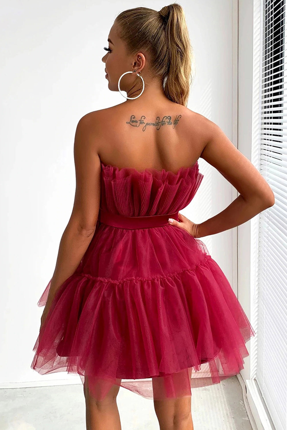 Cute A Line Strapless Hot Pink Short Homecoming Dress