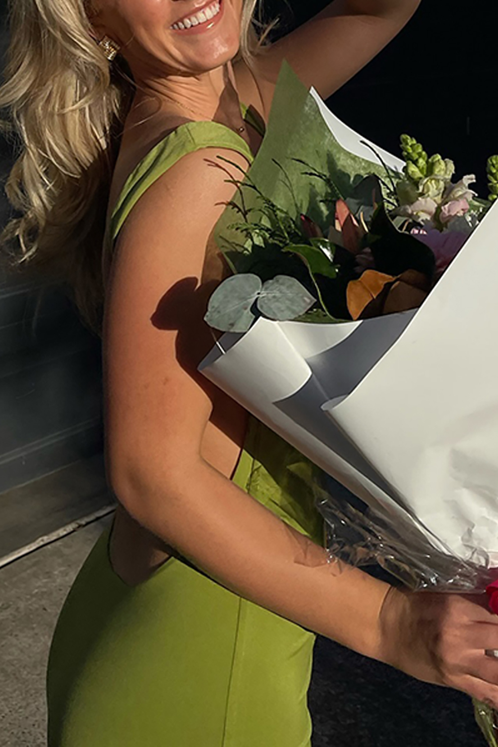 Olive Mermaid Thick Straps Backless Maxi Dress