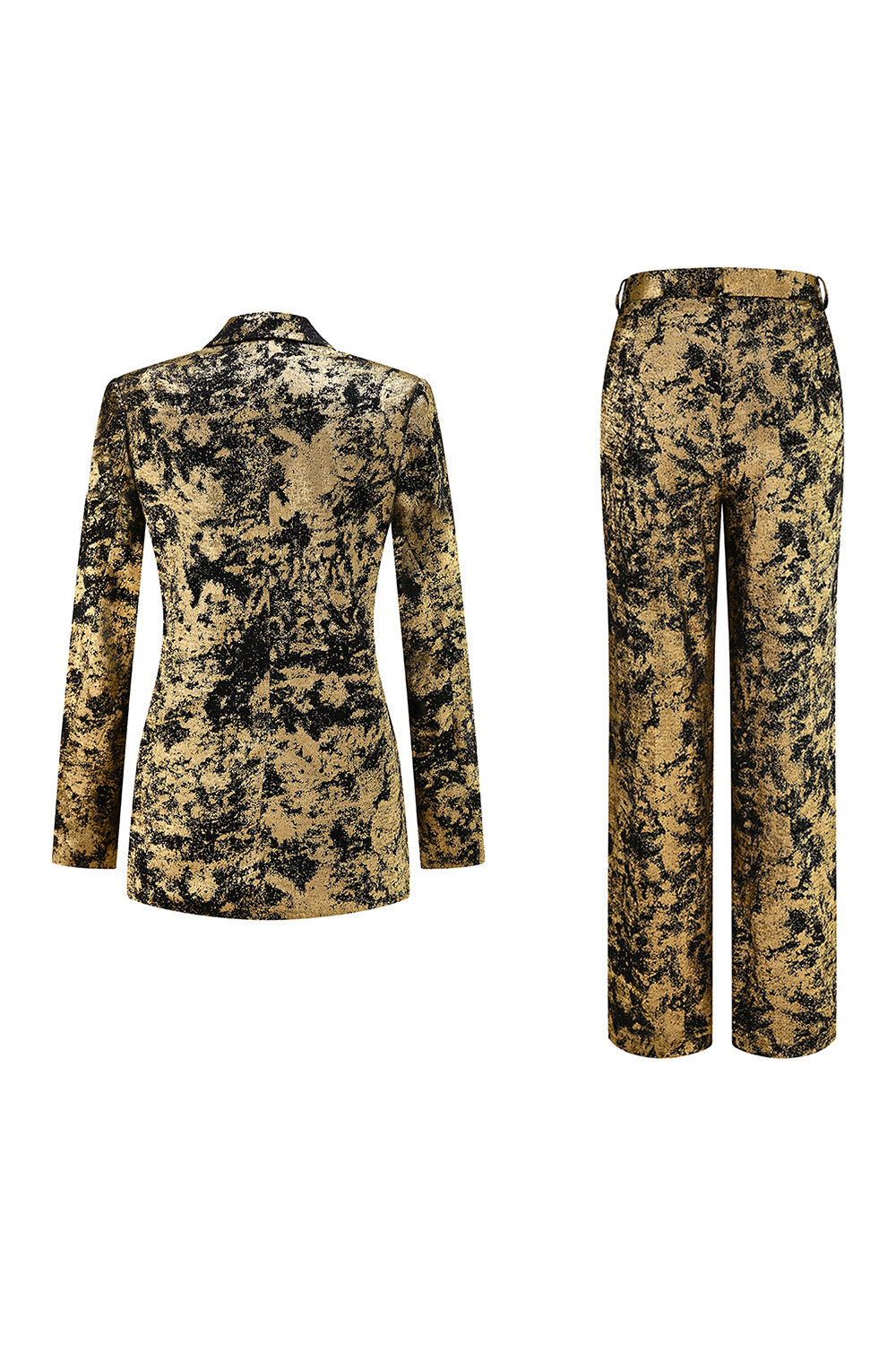 2 Piece Black Golden Notched Lapel Women Prom Party Suits