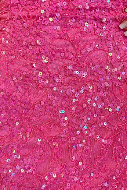 Sparkly Sheath Spaghetti Straps Pink Sequins Short Homecoming Dress