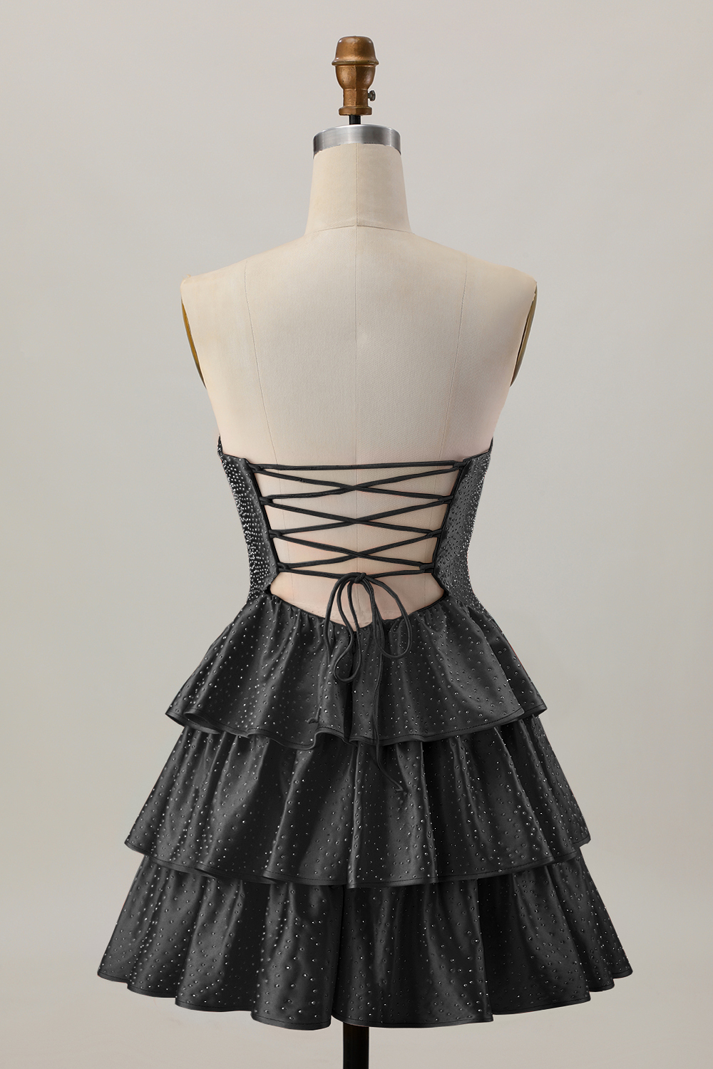 Sparkly Orange Cut Out A Line Tiered Short Satin Homecoming Dress with Beading