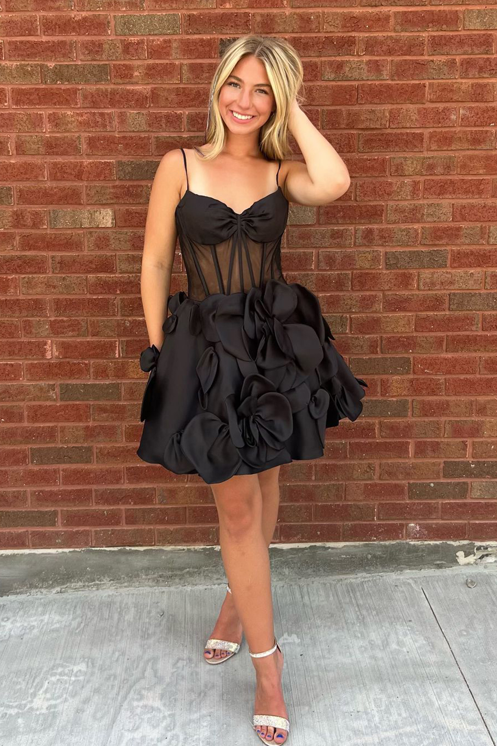 Yellow Strapless A-Line Corset Short Homecoming Dress With 3D Flowers