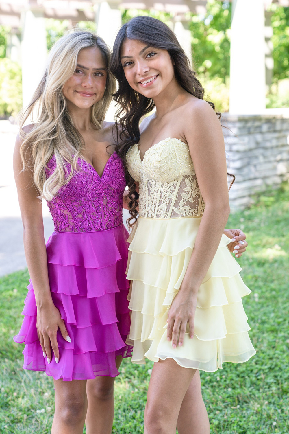 Lilac A-Line Strapless Tiered Corset Short Homecoming Dress with Appliques