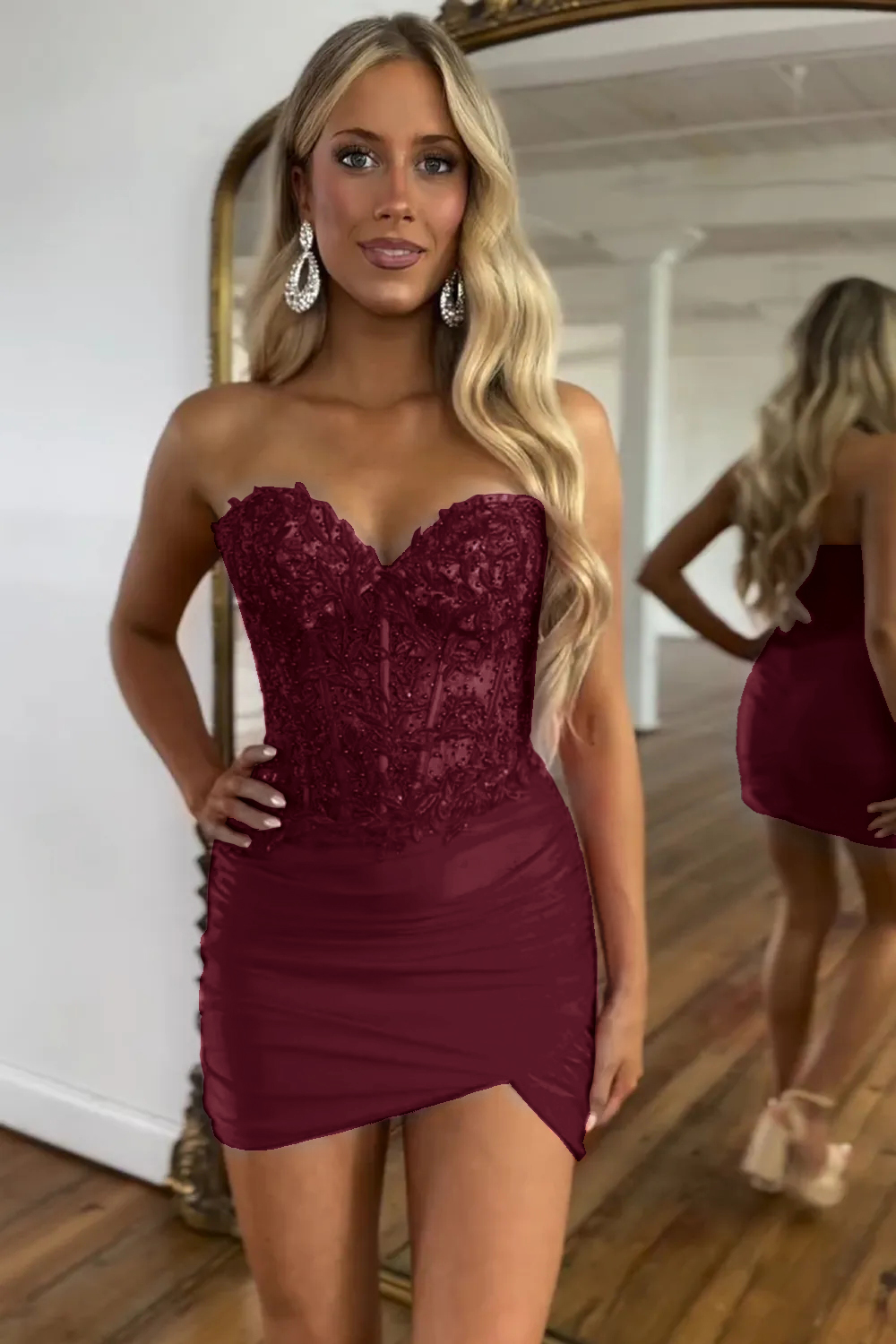 Fuchsia Sweetheart Bodycon Corset Homecoming Dress with Beading