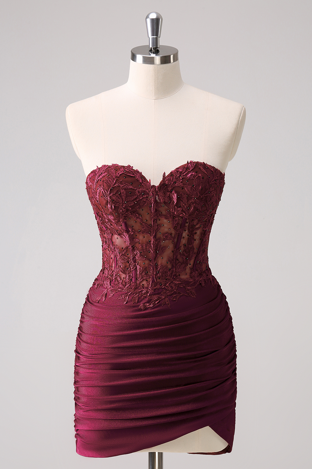 Fuchsia Sweetheart Bodycon Corset Homecoming Dress with Beading