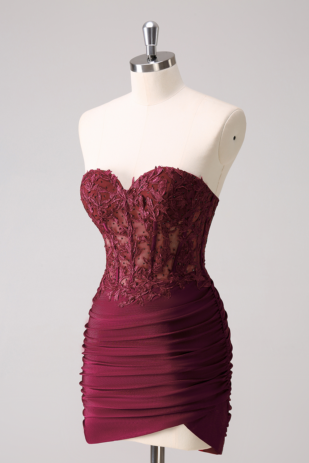 Fuchsia Sweetheart Bodycon Corset Homecoming Dress with Beading