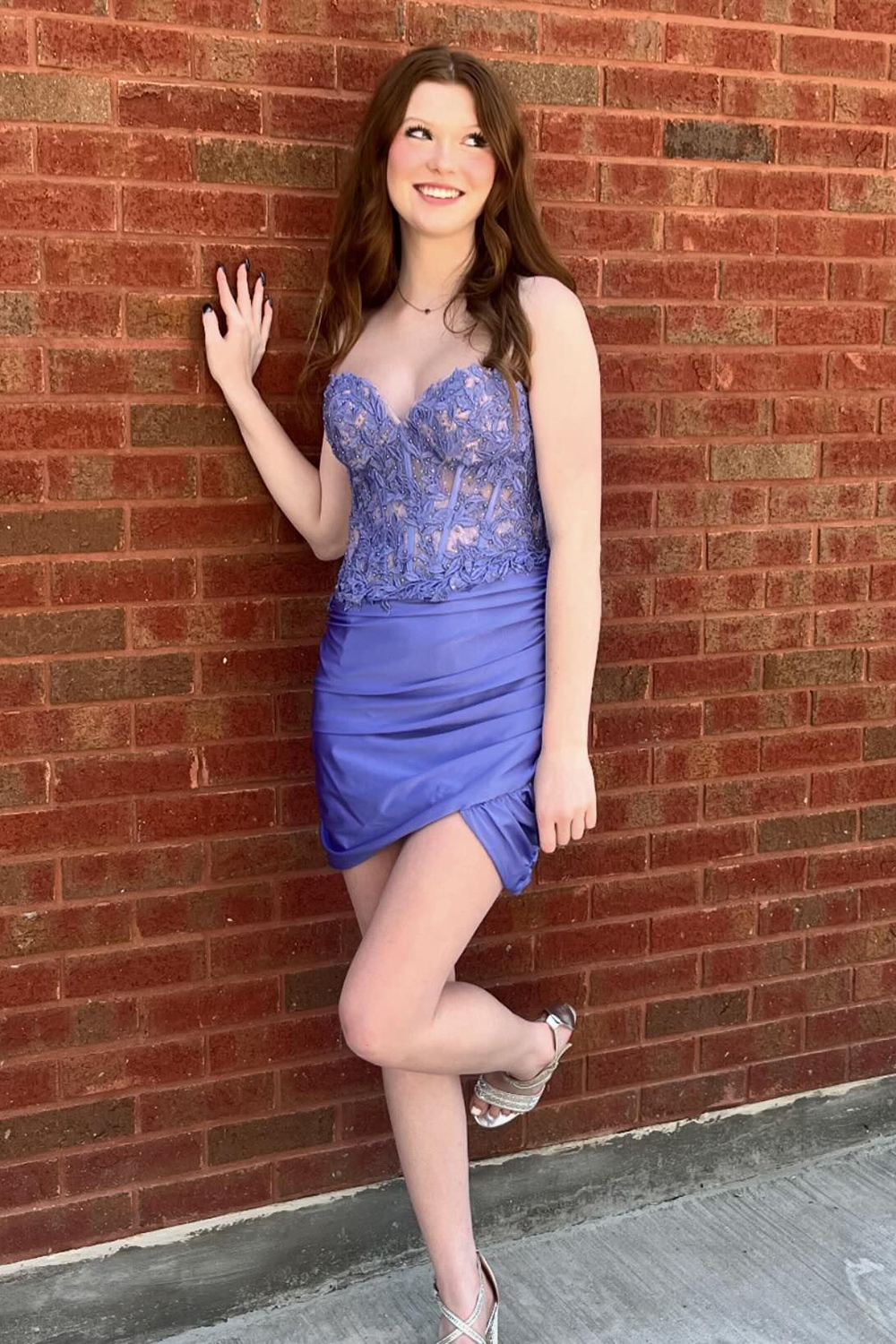 [Copy]Fuchsia Sweetheart Bodycon Corset Homecoming Dress with Beading