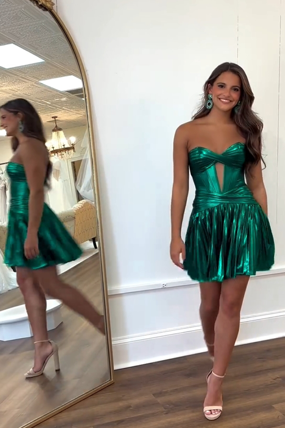 Dark Green Sweetheart A-Line Pleated Corset Homecoming Dress