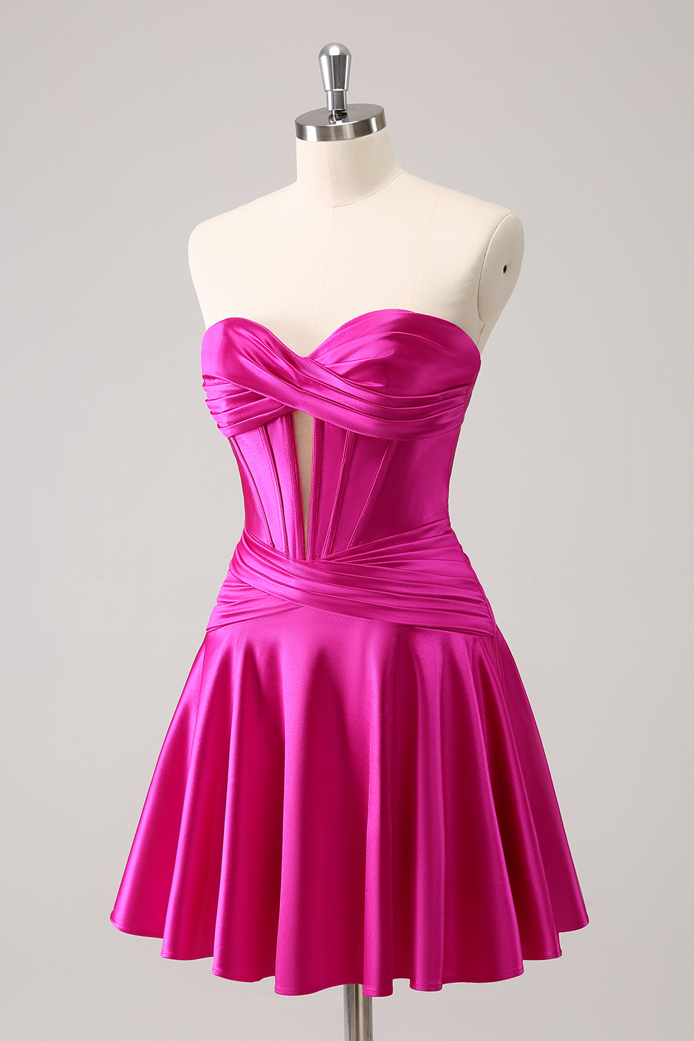 Burgundy Sweetheart A-Line Satin Corset Homecoming Dress