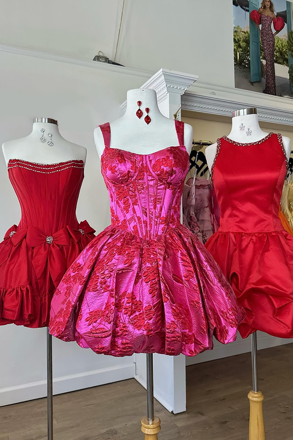 Fuchsia Strapless A-Line Satin Short Homecoming Dress with Bow